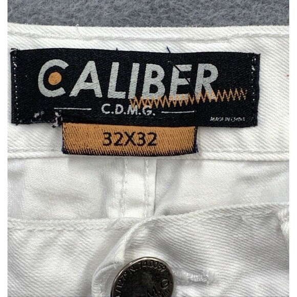 CDMG Caliber Denim Jeans Men's Size 32X32 White Moto Biker Stained Grunge - Picture 2 of 16